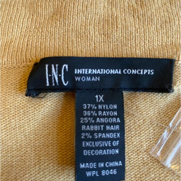 INC NWT Womens Gold Beaded Open Cardigan Sweater 1X Quiet Luxury Glam Party Y2K - Picture 3 of 11